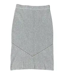 RACHEL ZOE Sweater Knit Striped Chevron Pencil Skirt Tan Brown Cream EUC Medium