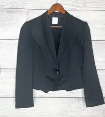 Vintage Black Dressy Cropped Blazer Puff Sleeve Jacket Size 11/12 Large