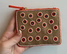 Orange and White Evil Eye Beaded Coin Purse