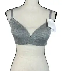 H&M SZ 36D T-Shirt Bra Padded Molded Wireless Adjustable V-Neck Gray Heathered