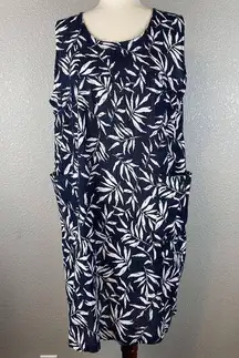 The Vermont Country Store Sleeveless Muumuu Dress M Medium Blue Floral Cotton