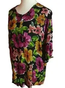 Vintage 80s bright floral oversized top