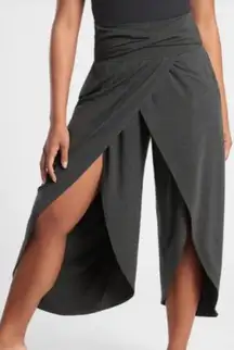 Athleta Wrap Front Lounge Yoga Pant Gray Draped Leg Slits Relaxed Fit XS Stretch