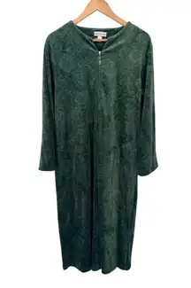 Miss Elaine Full Zip‎ Gown Robe Womens Small Green Fleece Polyester Pockets
