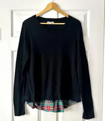 J. Crew Mercantile Flannel Woven Hem Sweater Sz M