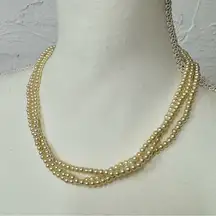Faux Pearl 3 Strand Necklace Jewelry Trad Wife Classic