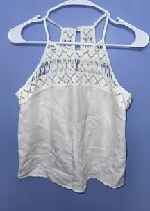 Milly Linen Blend White Crochet White Tank‎ Top Made In USA NWOT Size 0