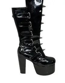 Demonia Torment 2018 Patent Black Spiked Platform Boots Size 10