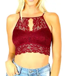 Zenana Outfitters Burgundy Halter Bralette Sz S