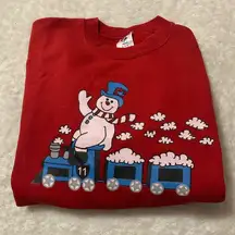 Jerzees Vintage snowman train Christmas sweatshirt