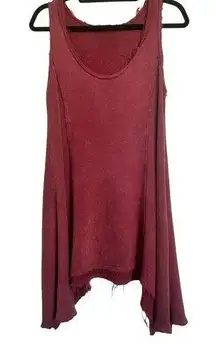 Ecote Tunic Dress Sleeveless Stretch Tank Beachy Textured Mini Dress Red S