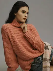 Maeve by Anthropologie Dakotah Pink Oversized Turtleneck Sweater - Size - XXS