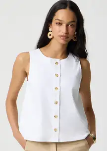 NWT J. Crew Linen-blend Button-front Shell Tank Top White