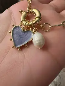 💜 Lavender Heart & Pearl Charm Gold Chain Necklace 💜