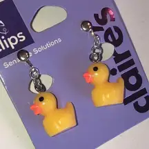 Claire's Yellow Rubber Duck Clip On Earrings
