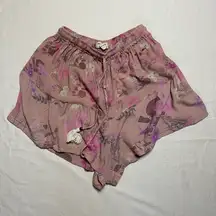 SPELL GYPSY Floral Pink and Purple Drawstring Shorts