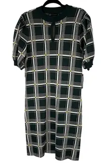 New York & Co Sweater Dress Black Green Keyhole Cut Out Womens L NWT