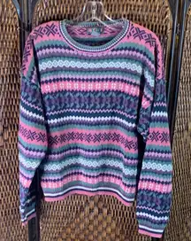 Vintage Pink, Purple Multicolor Striped Sweater Size L