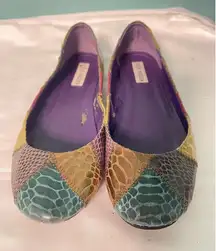 Steve Madden Feather Snakeskin Almond Toe Loafers Flats Shoes Size‎ 10 S-275