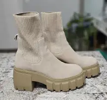 Liberti Lug Sole Boots Tan Suede Platform Chunky Boots
