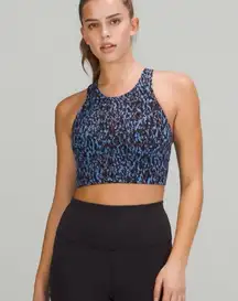 wunder train long line bra in leopard camo blue multi