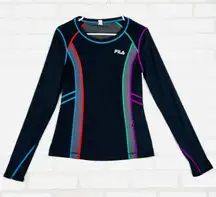 FILA Sport Women's Black Long Sleeve Athletic Top Performance Shirt Size S