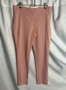 A New Day Cropped Pants Women's 10 Orange Mid Rise Orange Gingham Side Zipper