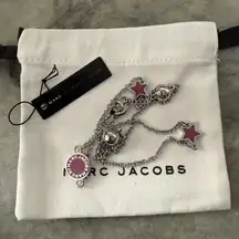 NEW- MARC BY MARC JACOBS Purple 'Classic Marc' Long Station Necklace Button