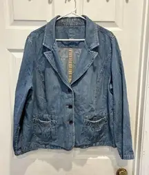 Sonoma‎ Brand Jean Jacket 2X Womens Blue Denim Chore Jacket Button Pockets