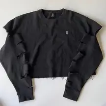 BLVCK Dope Black Distressed Sweatshirt Size XL