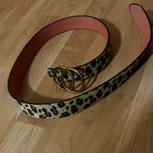 Leopard Print Belt with Gold Buckle