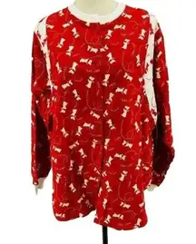 Vintage Scottie Dog Red White Flannel Pajama Shirt Large