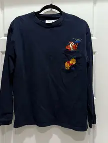 Disney Store Vintage Navy Blue Winnie the Pooh Tigger Long Sleeve Shirt Medium