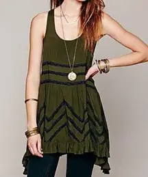 Free People  Voile and Lace Trapeze Green Slip