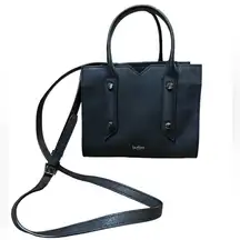 Black Leather Crossbody Purse Mini Tote Handbag