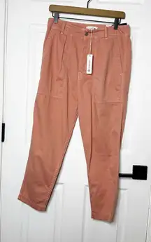 SUNDRY Croft Cotton Coral Pleated Ankle Cargo Pants Buttonfly Womens Size 28 NWT