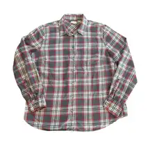 J. Crew Women's Plaid Button Up Shirt Size Medium Boy Shirt Fit Cotton Flannel