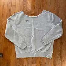 light gray and black white vintage off the shoulder Speedo crewneck