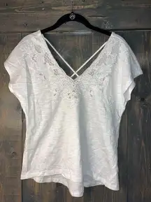 NWOT‎ White Eyelet Cut Out Shirt