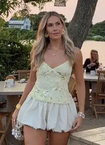 Peppermayo Butter Yellow Sequin Top