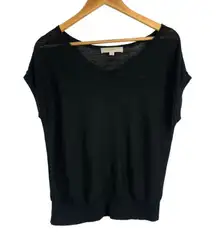 Loft Black Knit Linen/Rayon Blend Womens Top L