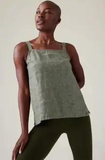 Athleta Voyager Linen Tank Aspen Green Size Large