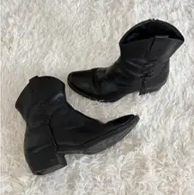 Born Black Leather Ankle‎ Boots Western Cowboy Cowgirl Lace Up Zip Women 9