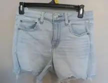 American Eagle Outfitters next level stretch hi-rise shortie jeans in light wash blue size 6.