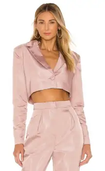 NBD Harmony Mauve Pink Cropped Ripstop Blazer Large New Womens Jacket