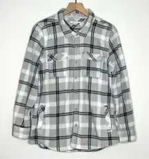 O’neill Shirt Jacket Fleece Flannel Plaid Snap Button Long Sleeve Sz L Gorpcore