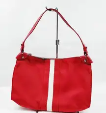 Bally Red Shoulder Bag with White Stripe EUC