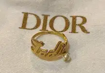 Christian Dior Dior J'ADIOR RING Gold-Finish Metal with a White Resin Pearl and a White Crystal