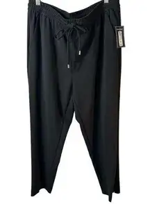 NWT Counterparts Trouser Pant Womens Size Med Black Elastic Waist tapered leg