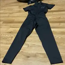 Black Utility Jumpsuit with Collared Neckline